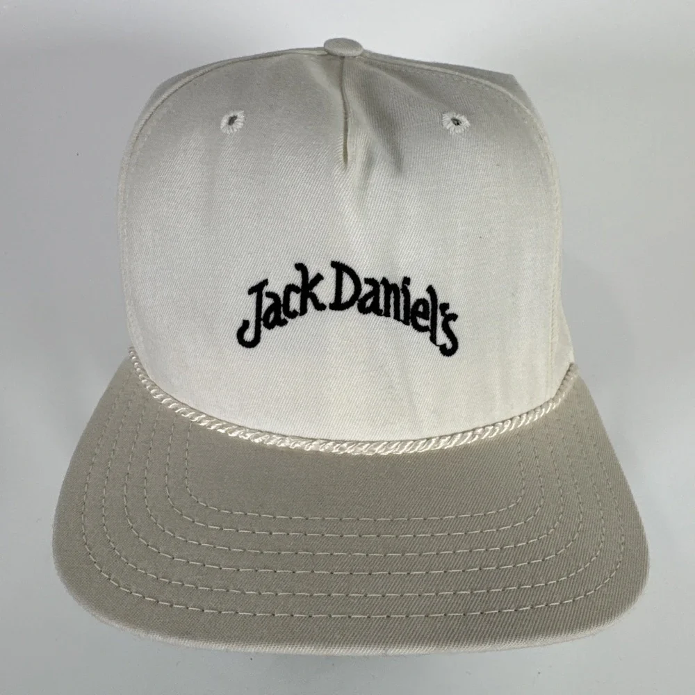 Vintage‎ New Era Jack Daniels Pro Model White Rope Snapback Hat Made In USA
